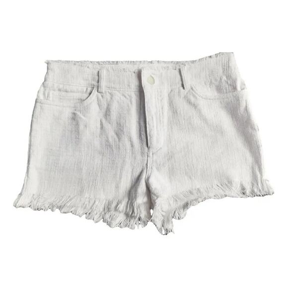 T by Alexander Wang Shorts Women’s 25 White Boucle Denim Textured Frayed Hem - Picture 1 of 9